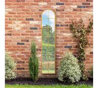 MirrorOutlet The Arcus - Gold Framed Modern Full Length Garden Arched Leaner Wall Mirror 75" X 16" (190CM X 40CM) Silver Mirror Glass with Black All weather Backing.
