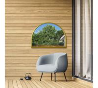 MirrorOutlet The Arcus - Gold Metal Framed Modern Arched Garden Wall Mirror 49" X 35" (125CM X 90CM) Black. 2cm Wide Frame and 3cm Deep.