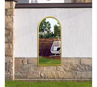 MirrorOutlet The Arcus - Gold Metal Framed Modern Arched Garden Wall Mirror 47" X 23.5" (120CM X 60CM) Black. 2cm Wide Frame and 3cm Deep.