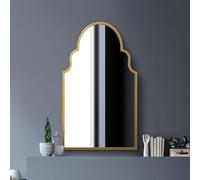 MirrorOutlet The Arcus - Gold Metal Framed Modern Arched Wall Mirror 41" X 24" (104CM X 61CM) Gold Frame