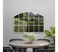MirrorOutlet The Arcus - White Framed Modern Arched Garden Wall Window Mirror 43" X 29" (110CM X 75CM) Silver Mirror Glass with Black All weather Backing.