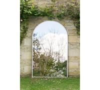 MirrorOutlet The Arcus - White Framed Modern Full Length Arched Leaner Wall Garden Mirror 75" x 47" 190x120cm Silver Mirror Glass with Black All weather Backing.
