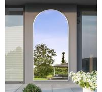 MirrorOutlet The Arcus - White Framed Modern Full Length Arched Leaner Wall Garden Mirror 79" X 39" (200CM X 100CM) Silver Mirror Glass with Black All weather Backing.