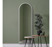 MirrorOutlet The Arcus - White Framed Modern Full Length Arched Leaner/Wall Mirror 71" X 24" (180CM X 60CM) Silver Mirror Glass with Black All weather Backing.