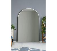 MirrorOutlet The Arcus - White Framed Modern Full Length Arched Leaner/Wall Mirror 75" X 47" 190 X 120cm Silver Mirror Glass with Black All weather Backing.