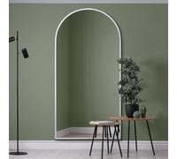 MirrorOutlet The Arcus - White Framed Modern Full Length Arched Leaner/Wall Mirror 79" X 39" (200CM X 100CM) Silver Mirror Glass with Black All weather Backing.