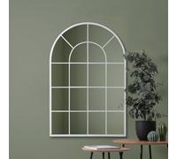 MirrorOutlet The Arcus - White Framed Window Modern Full Length Arched Leaner/Wall Mirror 47" X 31" (120CM X 80CM) Silver Mirror Glass with Black All weather Backing.