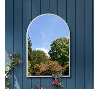 Mirroroutlet The Arcus White Metal Framed Arched Garden Mirror 100Cm X 70Cm