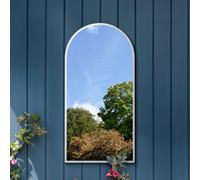 Mirroroutlet The Arcus White Metal Framed Arched Garden Mirror 140Cm X 70Cm