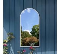 MirrorOutlet The Arcus White Metal Framed Arched Garden Wall Mirror 120Cm X 60Cm