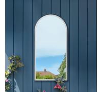 MirrorOutlet The Arcus - White Metal Framed Modern Arched Garden Wall Mirror 31" X 16" (80CM X 40CM) Gold. 2cm Wide Frame and 3cm Deep.