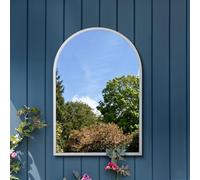 MirrorOutlet The Arcus - White Metal Framed Modern Arched Garden Wall Mirror 39" X 27" (100CM X 70CM) Black. 2cm Wide Frame and 3cm Deep.