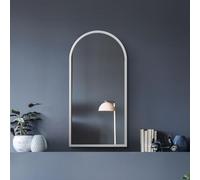 MirrorOutlet The Arcus - White Metal Framed Modern Arched Wall Mirror 31" X 16" (80CM X 40CM) Gold. 2cm Wide Frame and 3cm Deep.