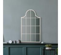 MirrorOutlet The Arcus - White Metal Framed Modern Arched Wall Mirror 41" X 24" (104CM X 62CM) Black. 2cm Wide Frame and 3cm Deep.