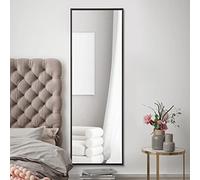 MirrorOutlet The Artus - Black Modern Aluminium Edged Wall Leaner Mirror 47" X 16" (120CM X 40CM) Silver Mirror Glass.…