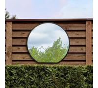 Mirroroutlet The Circulus Black Framed Flat Bottom Circular Garden Wall Mirror 105Cm X 100Cm