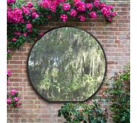 Mirroroutlet The Circulus Black Framed Flat Bottom Circular Garden Wall Mirror 126Cm X 120Cm