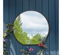 Mirroroutlet The Circulus Black Framed Flat Bottom Circular Garden Wall Mirror 84Cm X 80Cm
