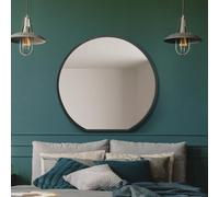 Mirroroutlet The Circulus Black Framed Flat Bottom Circular Wall Mirror 84Cm X 80Cm