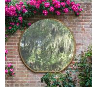 Mirroroutlet The Circulus Gold Framed Flat Bottom Circular Garden Wall Mirror 126Cm X 120Cm