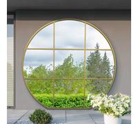 MirrorOutlet Gold Framed Flat Bottom Circular Garden Wall Mirror (189CM X 180CM) | Size: 1 Pack MirrorOutlet Gold 1 Pack