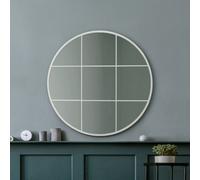 Mirroroutlet The Circulus White Metal Framed Round Window Wall Mirror 80Cm X 80Cm