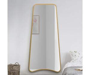 MirrorOutlet The Coartans - Gold Metal Isosceles Trapezoid Framed Rectangular Wall Mirror 71" X 34" (180CM X 85CM) Silvered Mirror Glass. Extra Large.