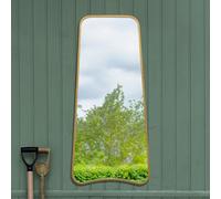 MirrorOutlet The Coartans - Gold Metal Isosceles Trapezoid Framed Garden Wall Mirror 48" X 23" (122CM X 58CM) Extra Large.