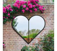Mirroroutlet The Corde Black Metal Framed Heart Shaped Garden Mirror 80Cm X 80Cm