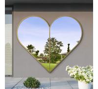 Mirroroutlet The Corde Gold Metal Framed Heart Shaped Garden Mirror 180Cm X 180Cm