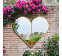 Mirroroutlet The Corde Gold Metal Framed Heart Shaped Garden Mirror 80Cm X 80Cm