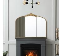 MirrorOutlet The Crown - Gold Metal Framed Classic Arched Wall Mirror with Feature Crown 40" X 31" (102CM X 80CM) Black. 2cm Wide Frame and 3cm Deep.