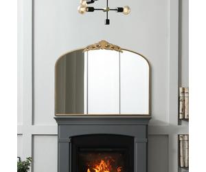 MirrorOutlet The Crown - Gold Metal Framed Classic Arched Wall Mirror with Feature Crown 40" X 31" (102CM X 80CM) Black. 2cm Wide Frame and 3cm Deep.