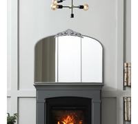 MirrorOutlet The Crown - Silver Metal Framed Classic Arched Wall Mirror with Feature Crown 40" X 31" (102CM X 80CM) Black. 2cm Wide Frame and 3cm Deep.