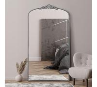 MirrorOutlet The Crown - Silver Metal Framed Classic Arched Wall Mirror with Feature Crown 68" X 38" (174CM X 96CM) Black. 2cm Wide Frame and 3cm Deep.