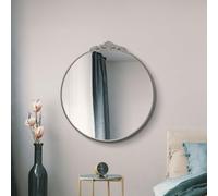 MirrorOutlet The Crown - Solid Silver Metal Framed Decorative Classic Round Circular Wall Mirror 39" X 39" (100CM X 100CM) Silver Mirror Glass Ready to Hang.…