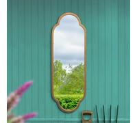 Mirroroutlet The Duplici Gold Metal Framed Double Arched Oval Garden Wall Mirror 102Cm X 35.5Cm