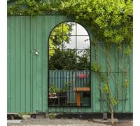 Mirroroutlet The Fenarc Black Metal Framed Arched Window Wall Garden Mirror 180Cm X 90Cm