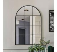 Mirroroutlet The Fenarc Black Metal Framed Arched Window Wall Mirror 120Cm X 80Cm