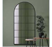 Mirroroutlet The Fenarc Black Metal Framed Arched Window Wall Mirror 180Cm X 90Cm