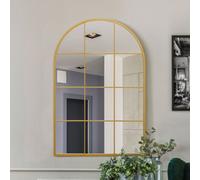 Mirroroutlet The Fenarc Gold Metal Framed Arched Window Wall Mirror 120Cm X 80Cm