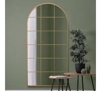 Mirroroutlet The Fenarc Gold Metal Framed Arched Window Wall Mirror 180Cm X 90Cm
