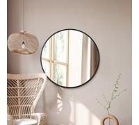 Mirroroutlet The Fenestra Black Edged Circular Modern Wall Mirror 31" 80Cm Diameter