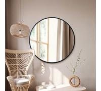 Mirroroutlet The Fenestra Black Edged Circular Modern Wall Mirror 39" 100Cm Diameter