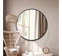 Mirroroutlet The Fenestra Black Edged Circular Modern Wall Mirror 43" 110Cm Diameter