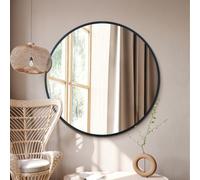 Mirroroutlet The Fenestra Black Edged Circular Modern Wall Mirror 47" 120Cm Diameter