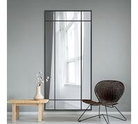 MirrorOutlet The Fenestra - Black Modern Contemporary Leaner and Wall Mirror 71" X 33" (180CM X 85CM) Black Metal Frame.