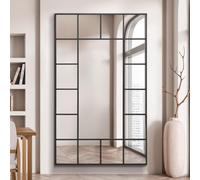 MirrorOutlet The Fenestra - Black Modern Modern Leaner and Wall Mirror 71" X 43" (180CM X 110CM) Silver Mirror Glass with Black Metal Frame. Landscape or Portrait.