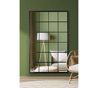 MirrorOutlet The Fenestra - Black Modern Window Full Length Leaner/Wall Mirror 69" X 43" (174CM X 110CM) Black Metal Frame, Canary