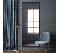 MirrorOutlet The Fenestra - Black Modern Window Full Length Leaner/Wall Mirror 79" X 31" (200CM X 80CM) Black Metal Frame